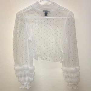 FOREVER 21 Sheer Sequin Crop Top